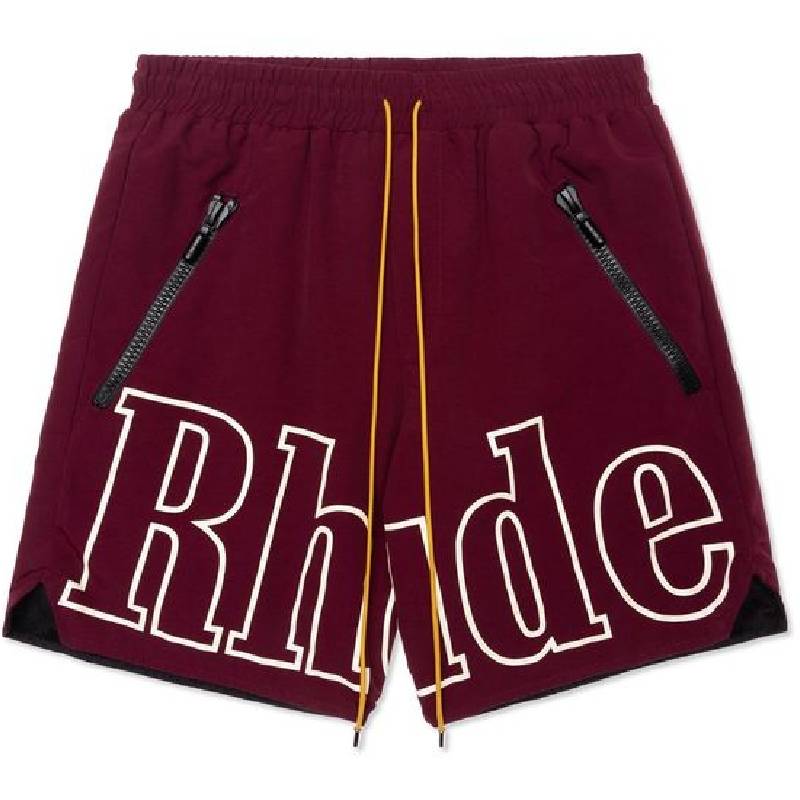 Rhude Logo Court Deck Shorts Maroon